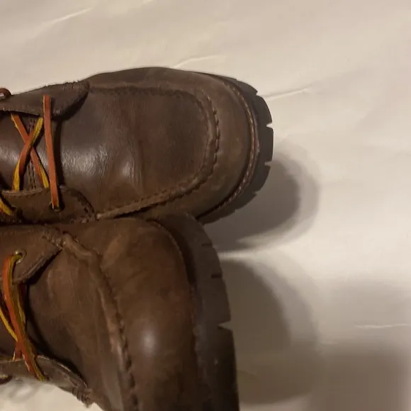 POLO RALPH LAUREN MENS BROWN LEATHER BOOTS SIZE 9D IN EXCELLENT CONDITION