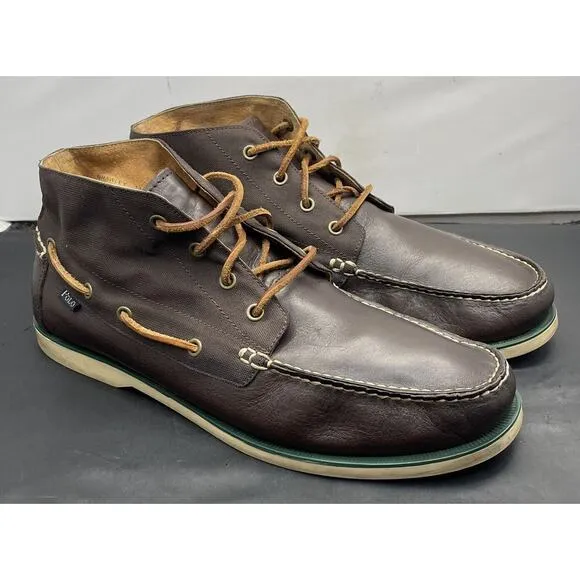 POLO Ralph Lauren RRL Brawley Brown Leather and Canvas Boots Mens 13 Fast Ship