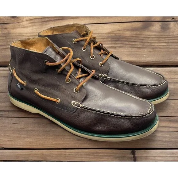 POLO Ralph Lauren RRL Brawley Brown Leather and Canvas Boots Mens 13 Fast Ship