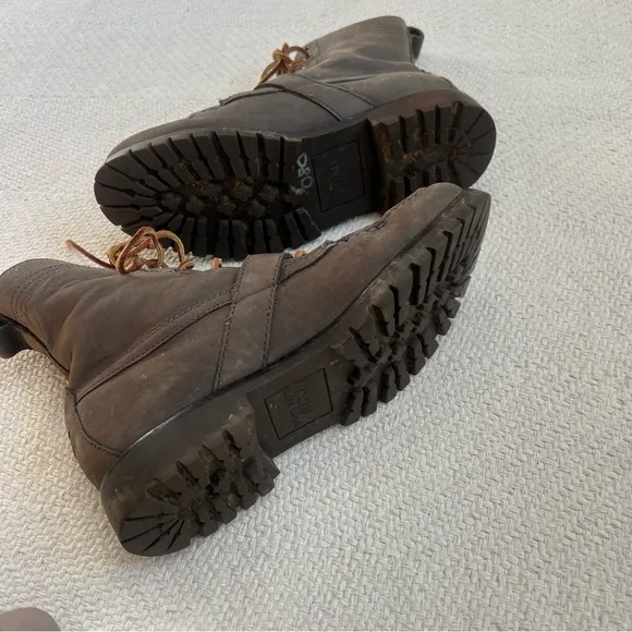 Polo Ralph Lauren Taupe Leather Ranger Lace Up Combat Boots size 9