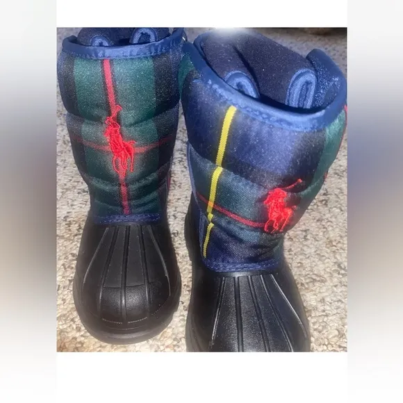 Polo Ralph Lauren Toddler Boys Removable Snow Boots Blue Red Logo Boy's Sz  7