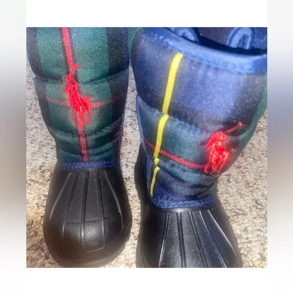 Polo Ralph Lauren Toddler Boys Removable Snow Boots Blue Red Logo Boy's Sz  7