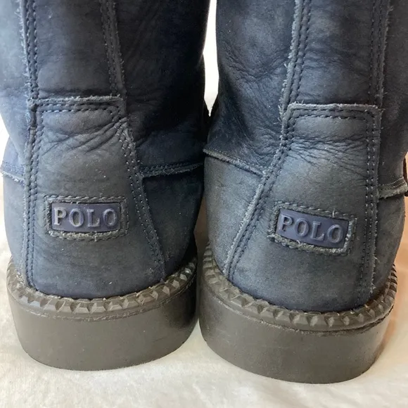 POLO Ranger Mallet Bear Boots Leather Youth 5 Embroidered
