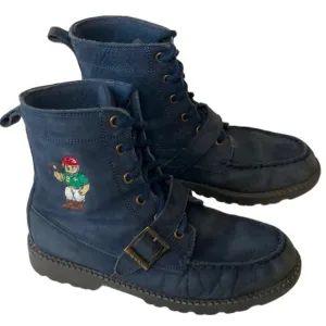 POLO Ranger Mallet Bear Boots Leather Youth 5 Embroidered