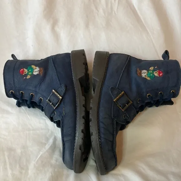 POLO Ranger Mallet Bear Boots Leather Youth 5 Embroidered