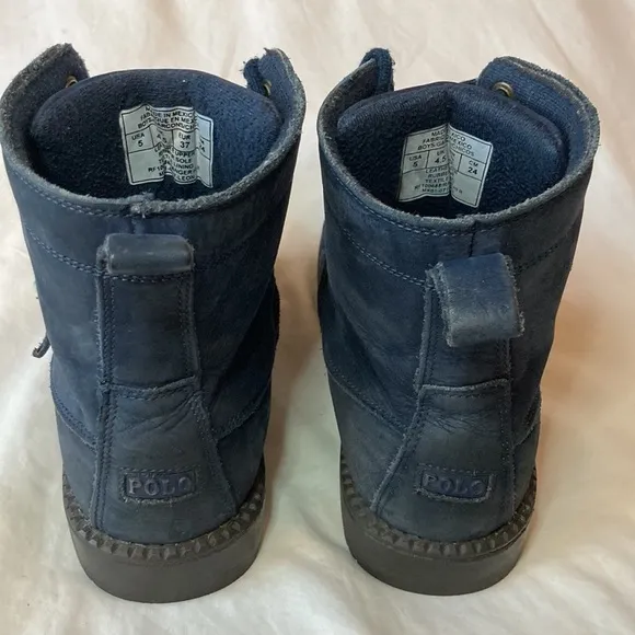 POLO Ranger Mallet Bear Boots Leather Youth 5 Embroidered