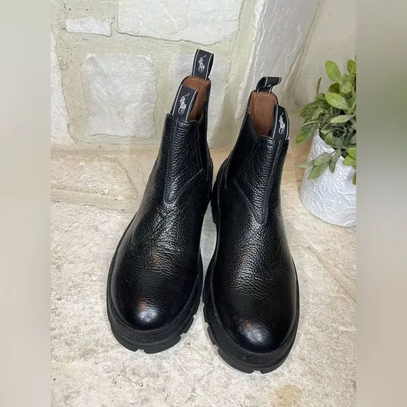 Polo Ralph Lauren Black Leather Oslo Chelsea Boots Sz 8 New