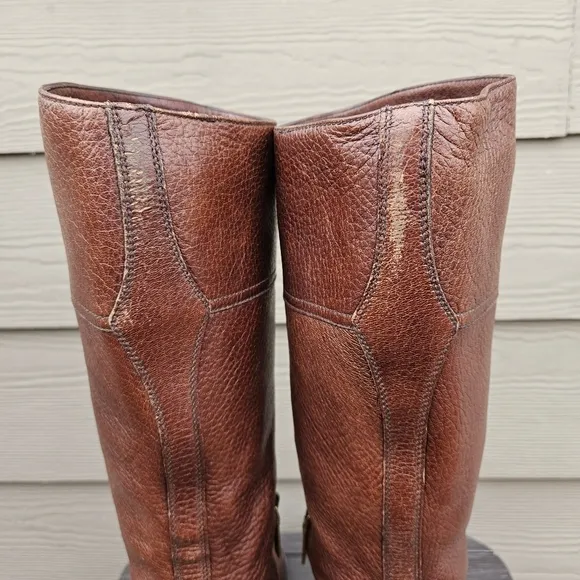 Prada Leather Riding Boots Chocolate Brown Tall Boot Equestrian Womens Size 38