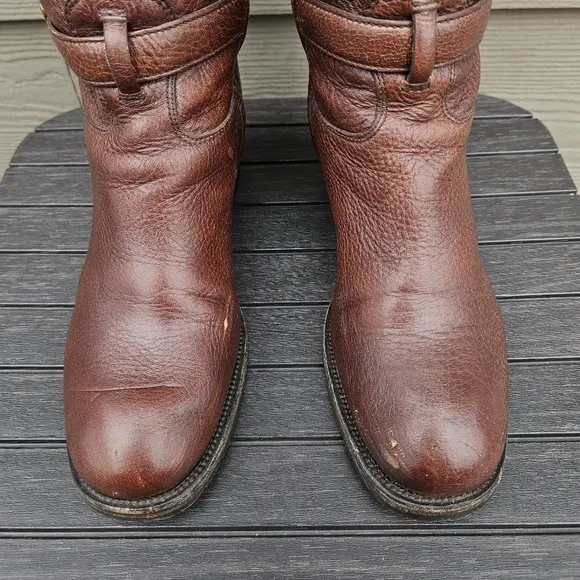 Prada Leather Riding Boots Chocolate Brown Tall Boot Equestrian Womens Size 38