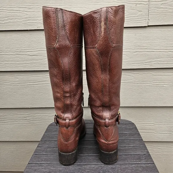 Prada Leather Riding Boots Chocolate Brown Tall Boot Equestrian Womens Size 38