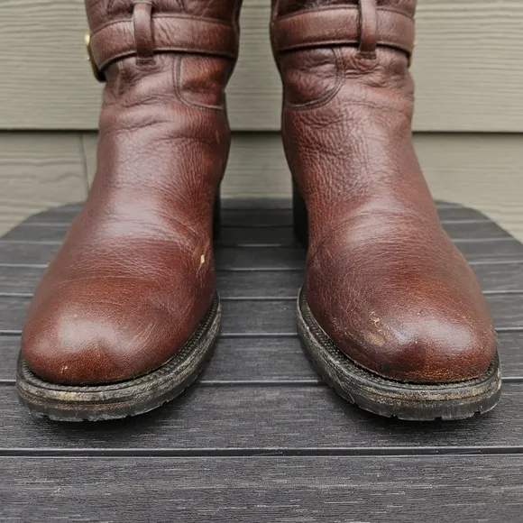 Prada Leather Riding Boots Chocolate Brown Tall Boot Equestrian Womens Size 38