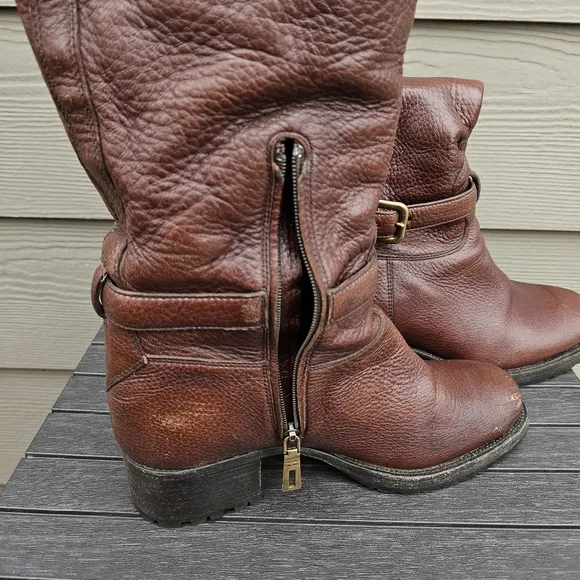 Prada Leather Riding Boots Chocolate Brown Tall Boot Equestrian Womens Size 38