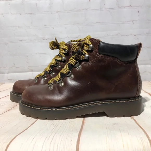 Prima Royale Brown Leather Lace Up Hiking Boots Size 8.5