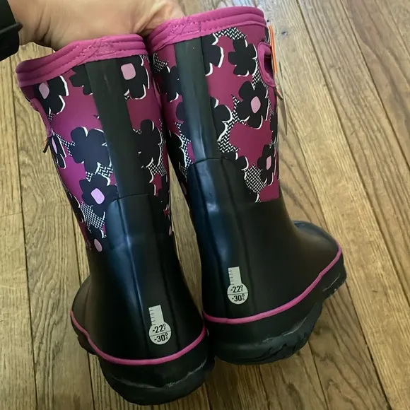 Purple and black flower Bogs Boots KIDS