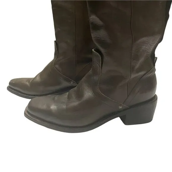 Rag &amp; Bone Brown Leather Equestrian Riding Knee High Stretch 2” Boots