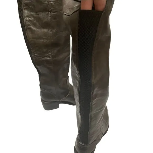 Rag &amp; Bone Brown Leather Equestrian Riding Knee High Stretch 2” Boots