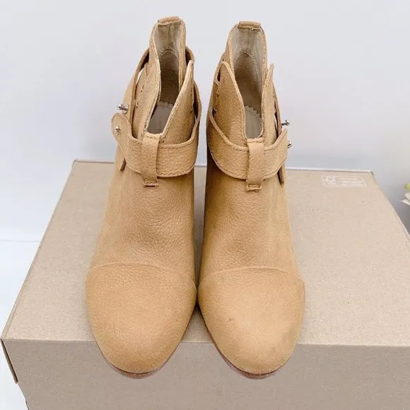 Rag &amp; Bone Harrow Women's Ankle Boots Heels Camel Tan Leather EU 37 US 7