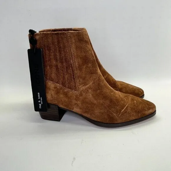 rag &amp; bone Women's ICON Rover Chelsea Boots Size 39 US 9 in Brown Suede