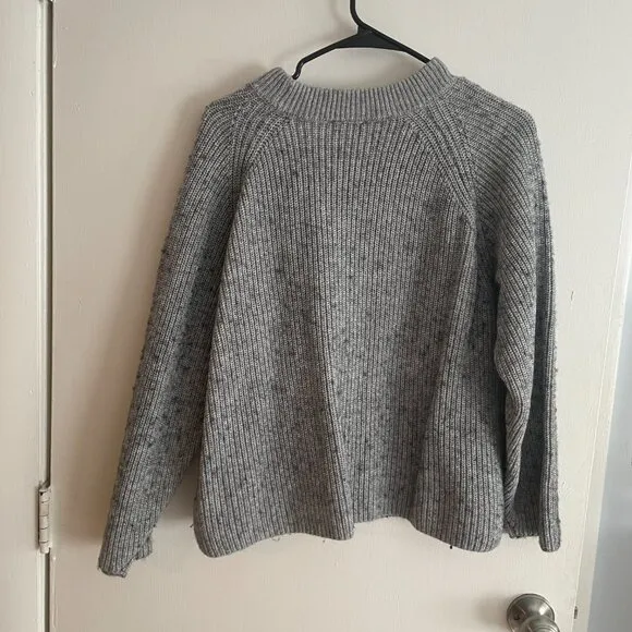 Rails Rita Gray Cotton Wool Crewneck Pullover Ribbed Sweater
