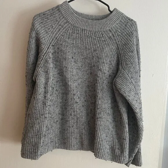 Rails Rita Gray Cotton Wool Crewneck Pullover Ribbed Sweater