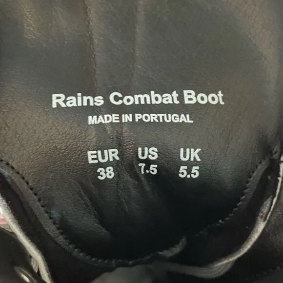 Rains Show Combat Boots Cement Off White Ankle High Lace-Up Vegan 9