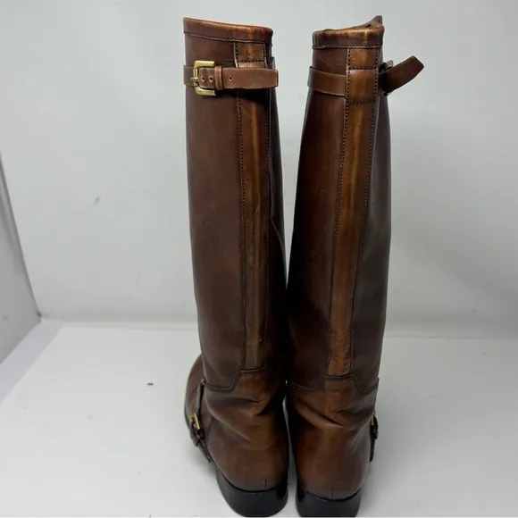 Ralph Lauren Collection Knee High Brown Leather Riding Boots Made in Italy