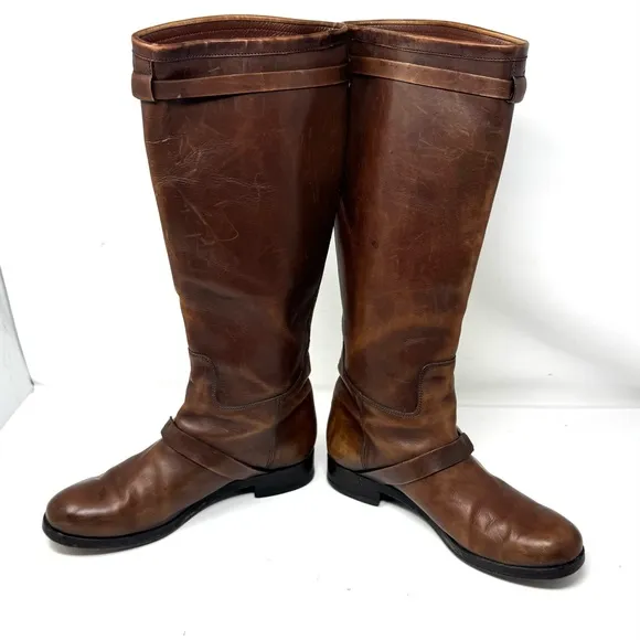 Ralph Lauren Collection Knee High Brown Leather Riding Boots Made in Italy