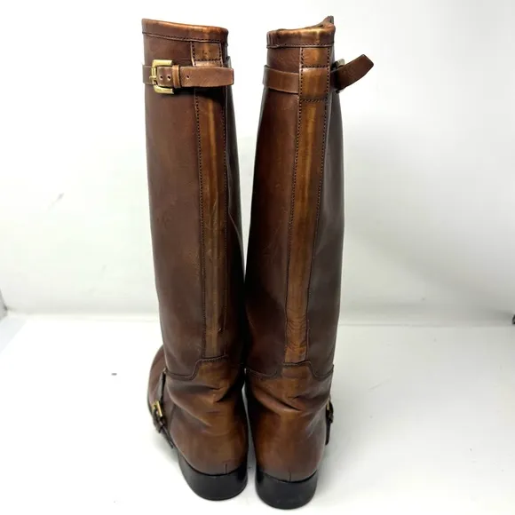 Ralph Lauren Collection Knee High Brown Leather Riding Boots Made in Italy