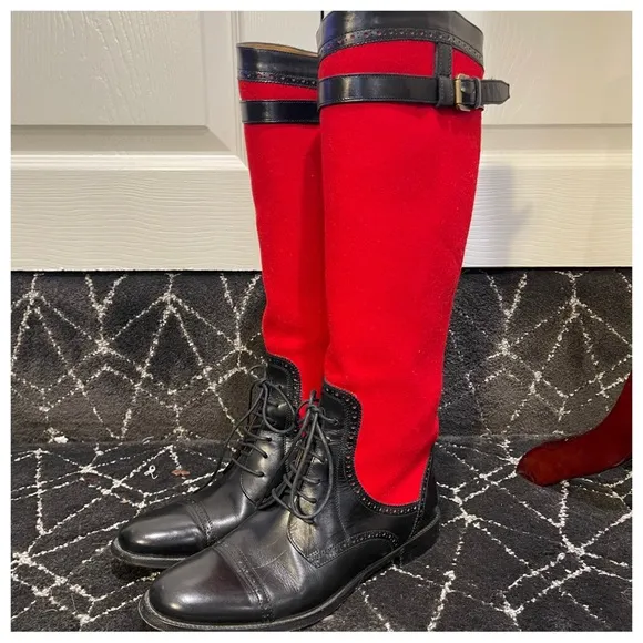 Ralph Lauren Collection Stylish Red and Black Riding Boots