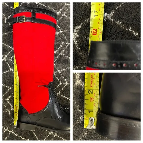 Ralph Lauren Collection Stylish Red and Black Riding Boots