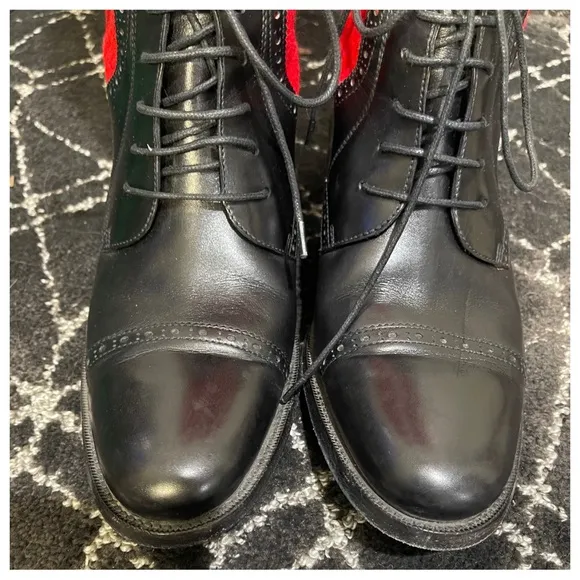 Ralph Lauren Collection Stylish Red and Black Riding Boots