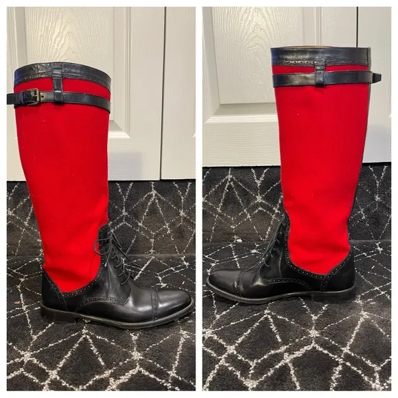 Ralph Lauren Collection Stylish Red and Black Riding Boots