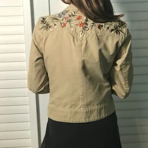 Ralph Lauren floral embroidered khaki jacket, S
