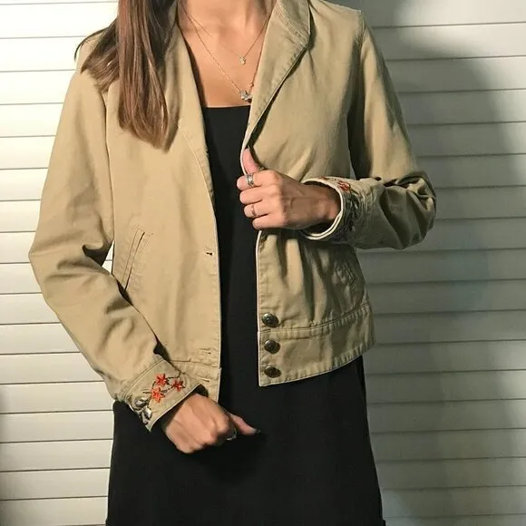Ralph Lauren floral embroidered khaki jacket, S