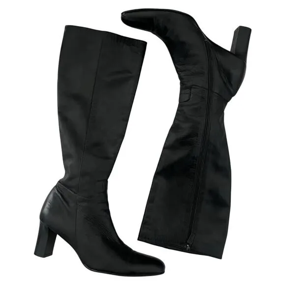 Ralph Lauren knee high leather boots Matrix  Classic black quiet luxury Size 8.5