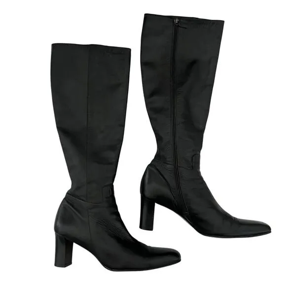 Ralph Lauren knee high leather boots Matrix  Classic black quiet luxury Size 8.5