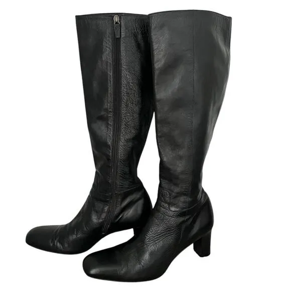Ralph Lauren knee high leather boots Matrix  Classic black quiet luxury Size 8.5