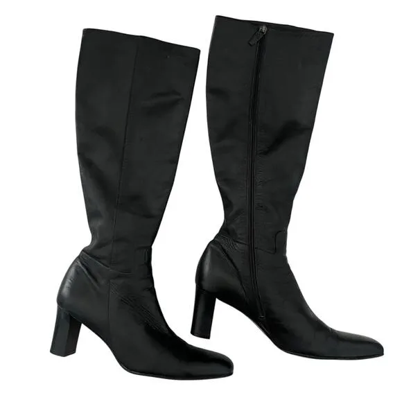Ralph Lauren knee high leather boots Matrix  Classic black quiet luxury Size 8.5