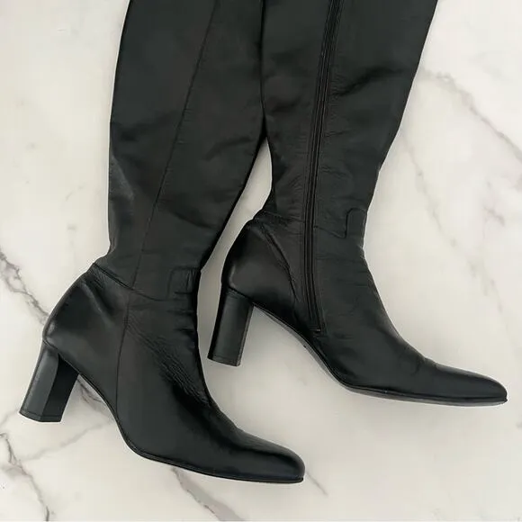 Ralph Lauren knee high leather boots Matrix  Classic black quiet luxury Size 8.5