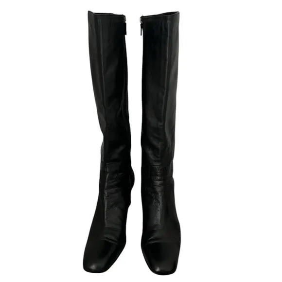 Ralph Lauren knee high leather boots Matrix  Classic black quiet luxury Size 8.5