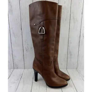 Ralph Lauren Purple Label Brown Leather Equestrian Riding Heeled Boots Size 9B