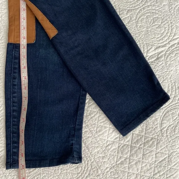 Ralph Lauren Riding Jeans Leather Patch Inner Knee Tan Medium Wash 14 Waist 34