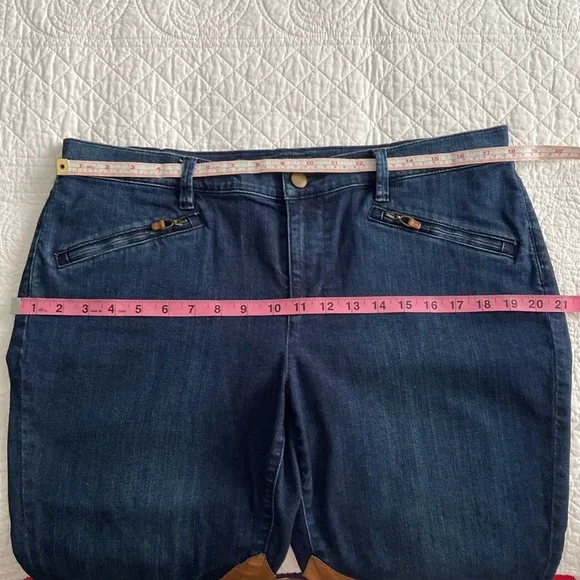 Ralph Lauren Riding Jeans Leather Patch Inner Knee Tan Medium Wash 14 Waist 34