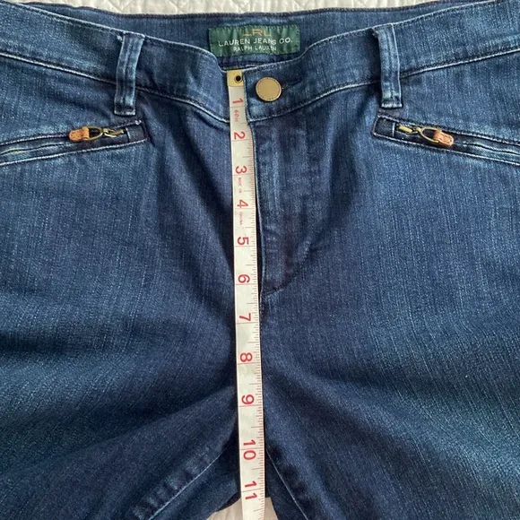 Ralph Lauren Riding Jeans Leather Patch Inner Knee Tan Medium Wash 14 Waist 34