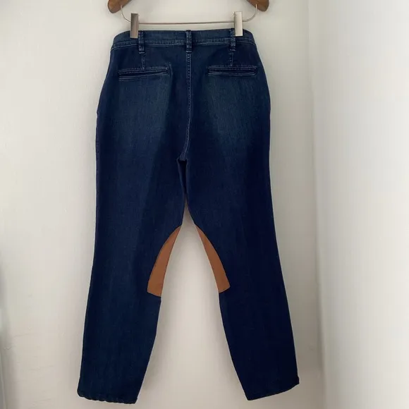 Ralph Lauren Riding Jeans Leather Patch Inner Knee Tan Medium Wash 14 Waist 34