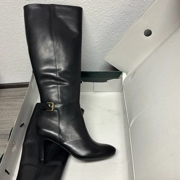 Ralph Lauren Women's Eastwell Faux Leather Knee High Dress Boots