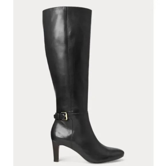 Ralph Lauren Women's Eastwell Faux Leather Knee High Dress Boots