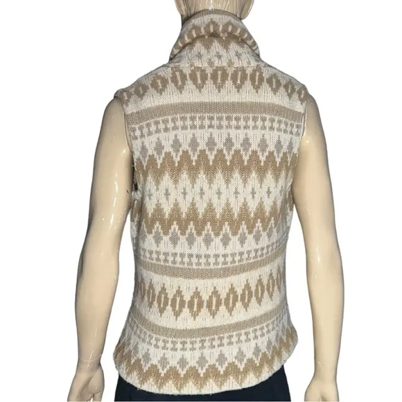 Ralph Lauren Women’s Size M Southwestern Aztec Cream Tan Horn Wool Sweater Vest