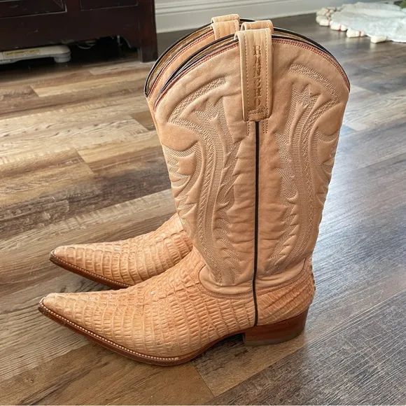 Rancho croc embossed leather cowboy boots 28 1/2