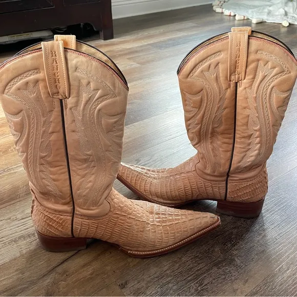 Rancho croc embossed leather cowboy boots 28 1/2